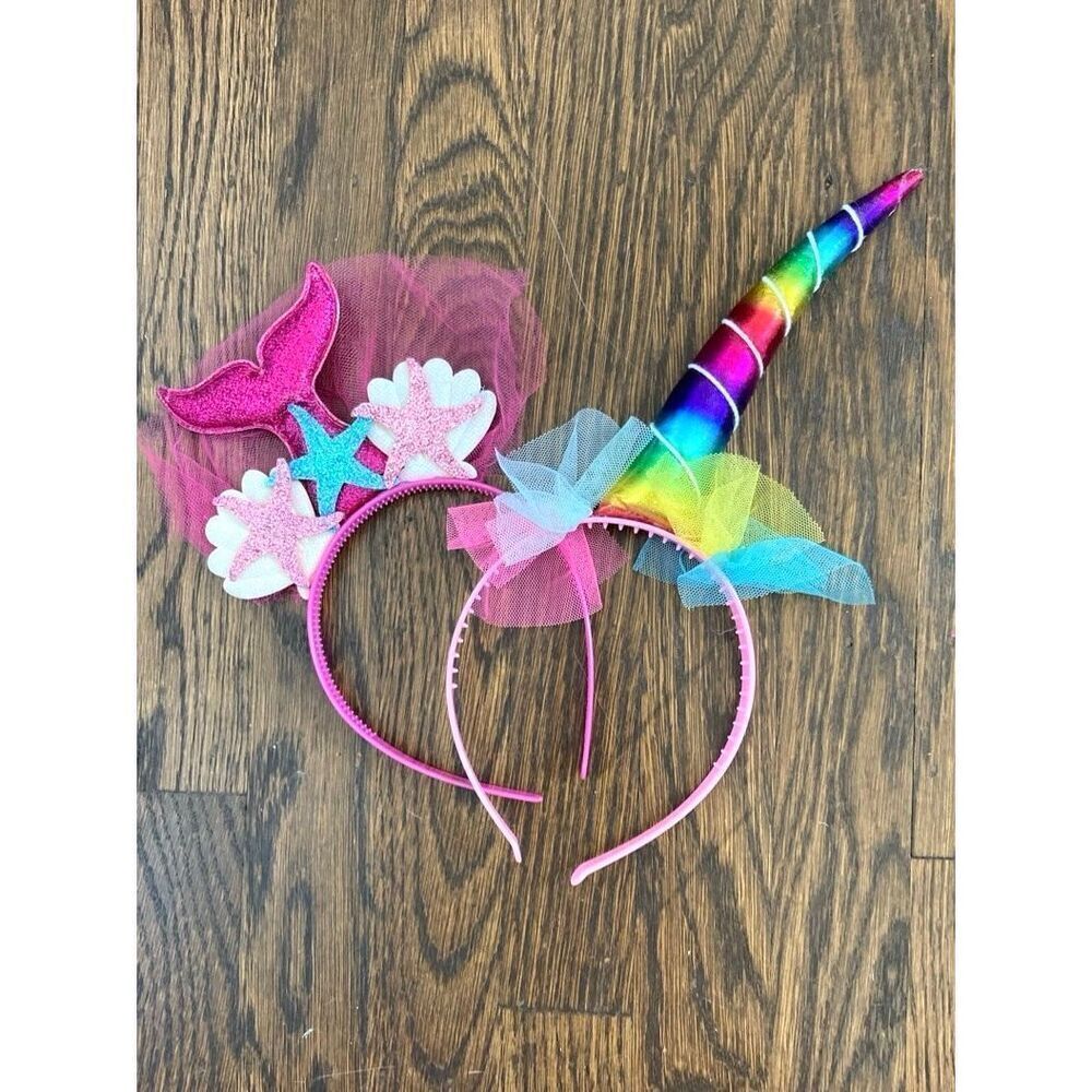 3/$30 Unicorn and Mermaid Sparkle Rainbow Girls  Headbands